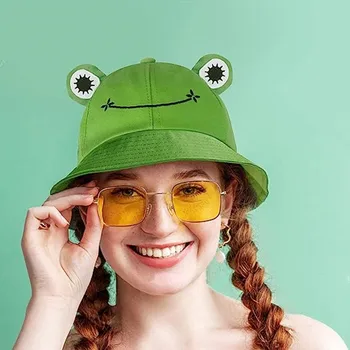  Шляпа-лягушка для взрослых подростков, Милая шляпа-ведро с лягушкой, Хлопковая шляпа-ведро, забавная шляпа рыбака для мужчин и женщин