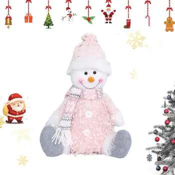  Рождественские Куклы Выдвижной Санта Снеговик Санта Клаус Рождественская Кукла Стоящая Плюшевая Кукла Плюшевые Фигурки Игрушки Рождественские Выдвижные