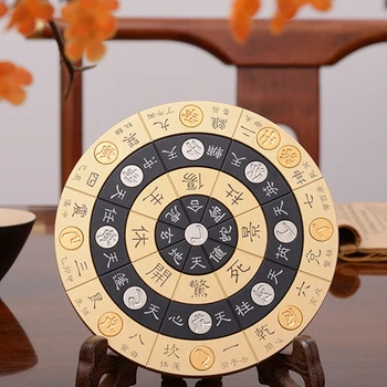  золотая пластина резной металлический бутик Dunjia Luo дисковый проигрыватель гексаграмма И Цзин шесть инструментов без пластин