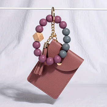  Новая модная сумка для карт, милая простая женская сумочка с силиконовым браслетом из бисера, несколькими слотами для карт, держатель для карт, однотонный кошелек