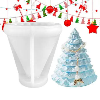  Мини-Рождественская елка в форме конуса Силиконовая Форма для свечей 3D Статуя Сосны Формы для мыла ручной работы Рождественские Украшения для дома Ремесла