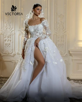 Роскошные Модели Белого Свадебного Платья Dubai Mermaid С Длинными Рукавами Для Невесты 2024 Года Со Шлейфом Иловатое Платье Для Помолвки Иловатые Свадебные Платья