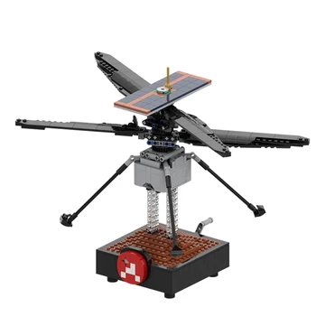  Gobricks MOC Mars Вертолет для робота-зонда Строительные блоки Самолет для исследования космического спутника Кирпичи Игрушки для детей Подарки
