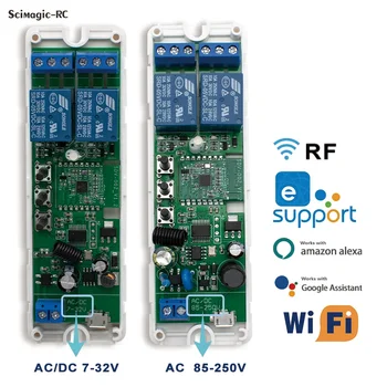  1/2/4CH eWeLink Smart Wifi Switch 7-32 В 85-250 В APP/RF Control Light Switch Home Intelligence Модуль Работает с Alexa Google