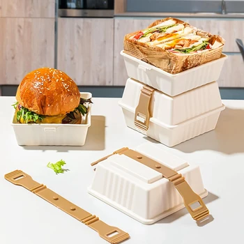  2шт Коробка для Тирамису на вынос Многоразовые контейнеры для сэндвичей для семейного кемпинга и пикников