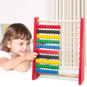  Детские счеты Монтессори с разноцветными бусинками, развивающие интеллект Детские игрушки, мини-деревянная игрушка для раннего обучения математике ребенка